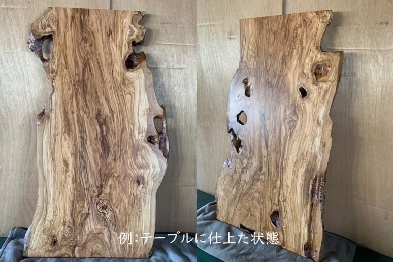 18オリーブウッド少し瘤　セミオーダー オリーブウッド一枚板 24×850×1660ミリ - 唐木・素材ドットコム