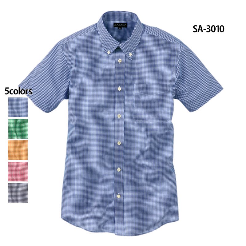 半袖ギンガムチェックシャツ（抗菌防臭）(SASARI)｜Tシャツ通販のMUJI-T.JP