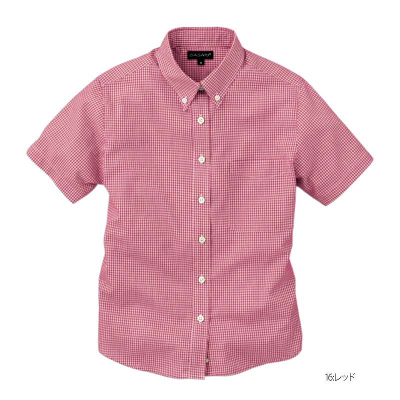 《レディース》半袖ギンガムチェックシャツ（抗菌防臭）(SASARI)[SA-4010]｜Tシャツ通販のMUJI-T.JP