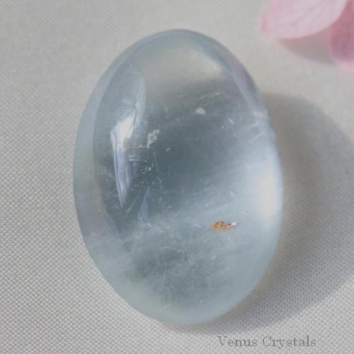 ブルーグレイ アンフィボール・イン・ クォーツ ダブルカボション ルース 19ct 21.4mm - 夕星庵 -Venus Crystals-