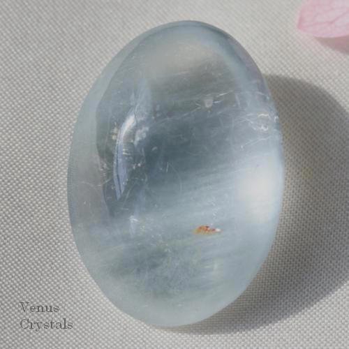 ブルーグレイ アンフィボール・イン・ クォーツ ダブルカボション ルース 19ct 21.4mm - 夕星庵 -Venus Crystals-