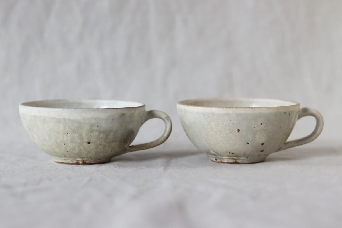 新品 陶器 陶芸作家 黒のスープカップ3個 余儀なく 386