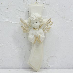 壁掛け☆お祈りする天使の白いスリムクロス