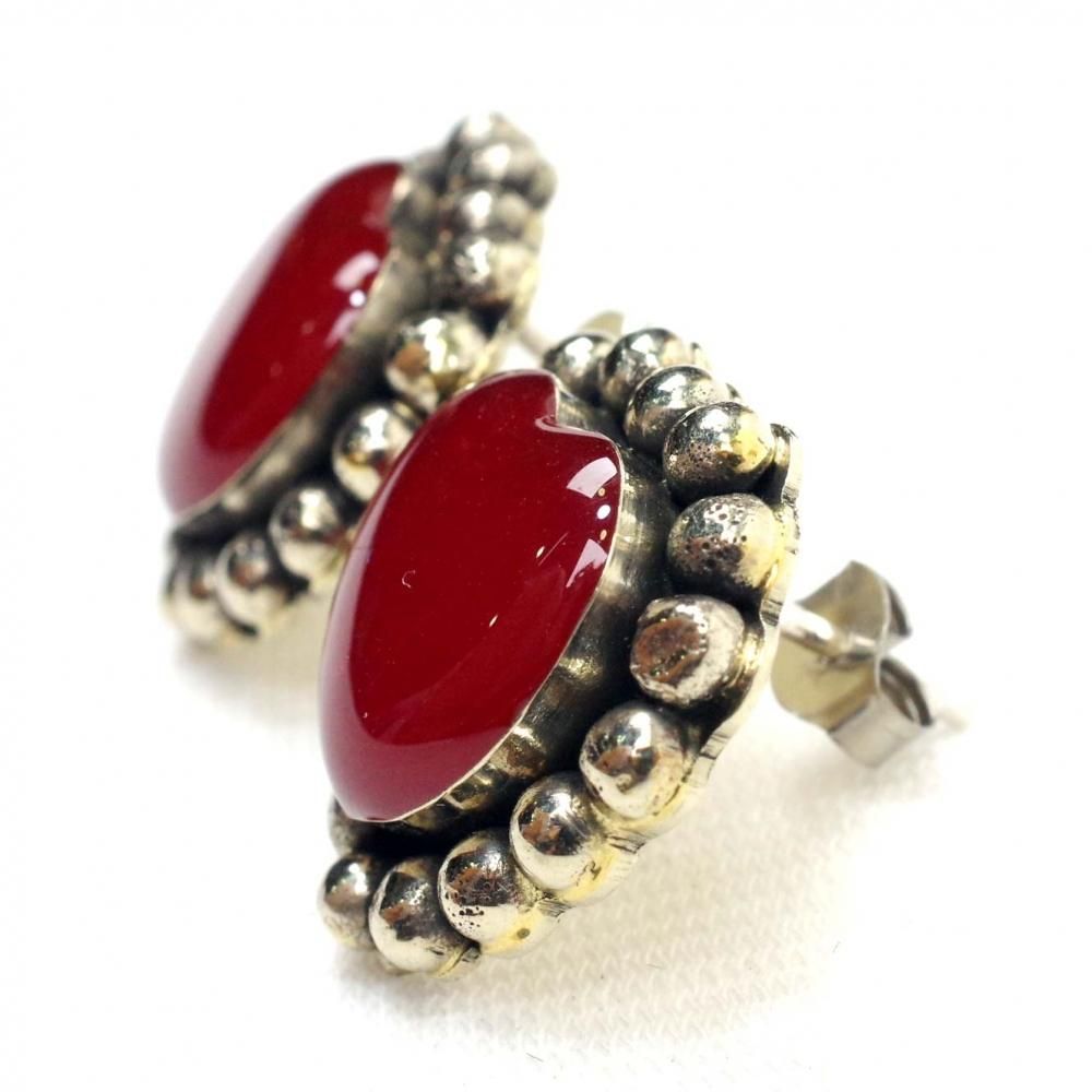 ぷっくりハート☆ドットピアス【RED】