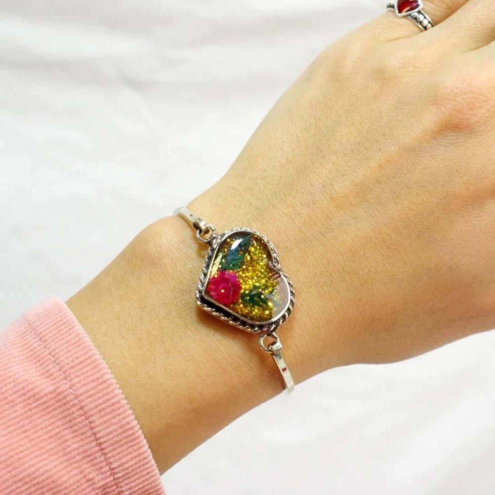 ハート 本物のお花のブレスレット B