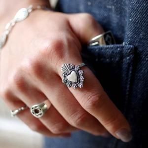 メキシカンリング　ハートモチーフ　SILVER 925 ハンドクラフト　約11号 メキシカンリング ハートモチーフ SILVER 925 ハンドクラフト 約11号