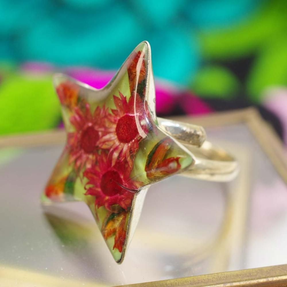 フリーサイズ☆本物のお花リング【星】FB フリーサイズ☆本物のお花リング【星】FB