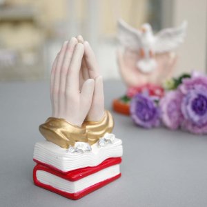 陶器☆お祈りする手の像【H14cm】A