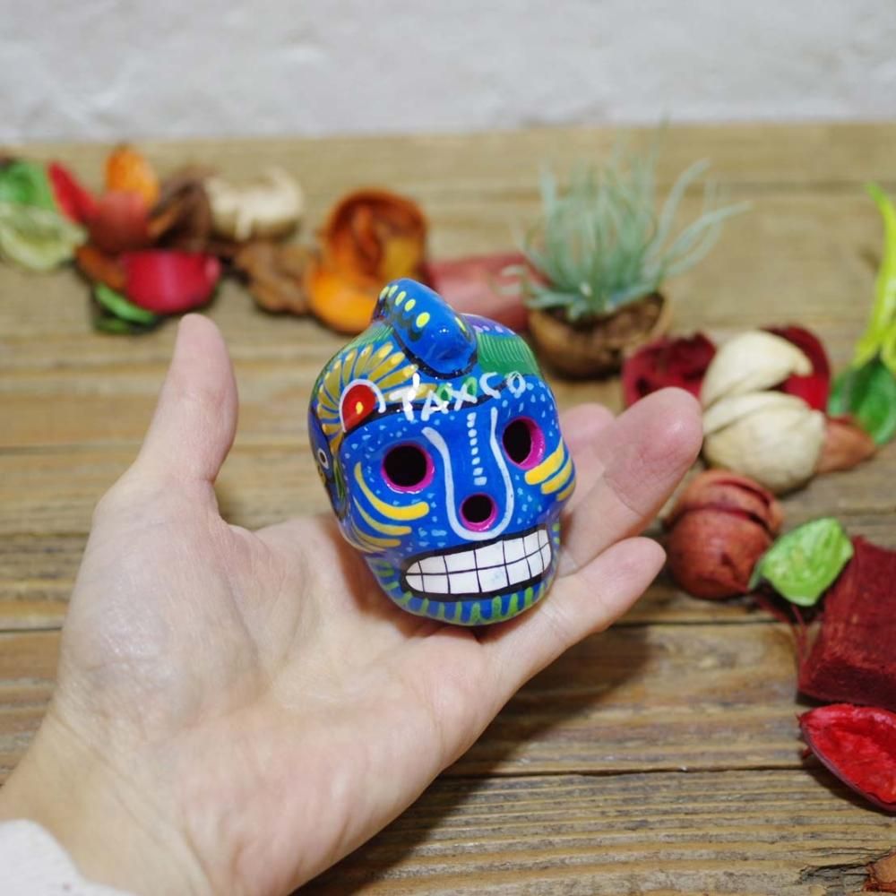 モヒカン☆カラベラ頭の置物【H6cm】F