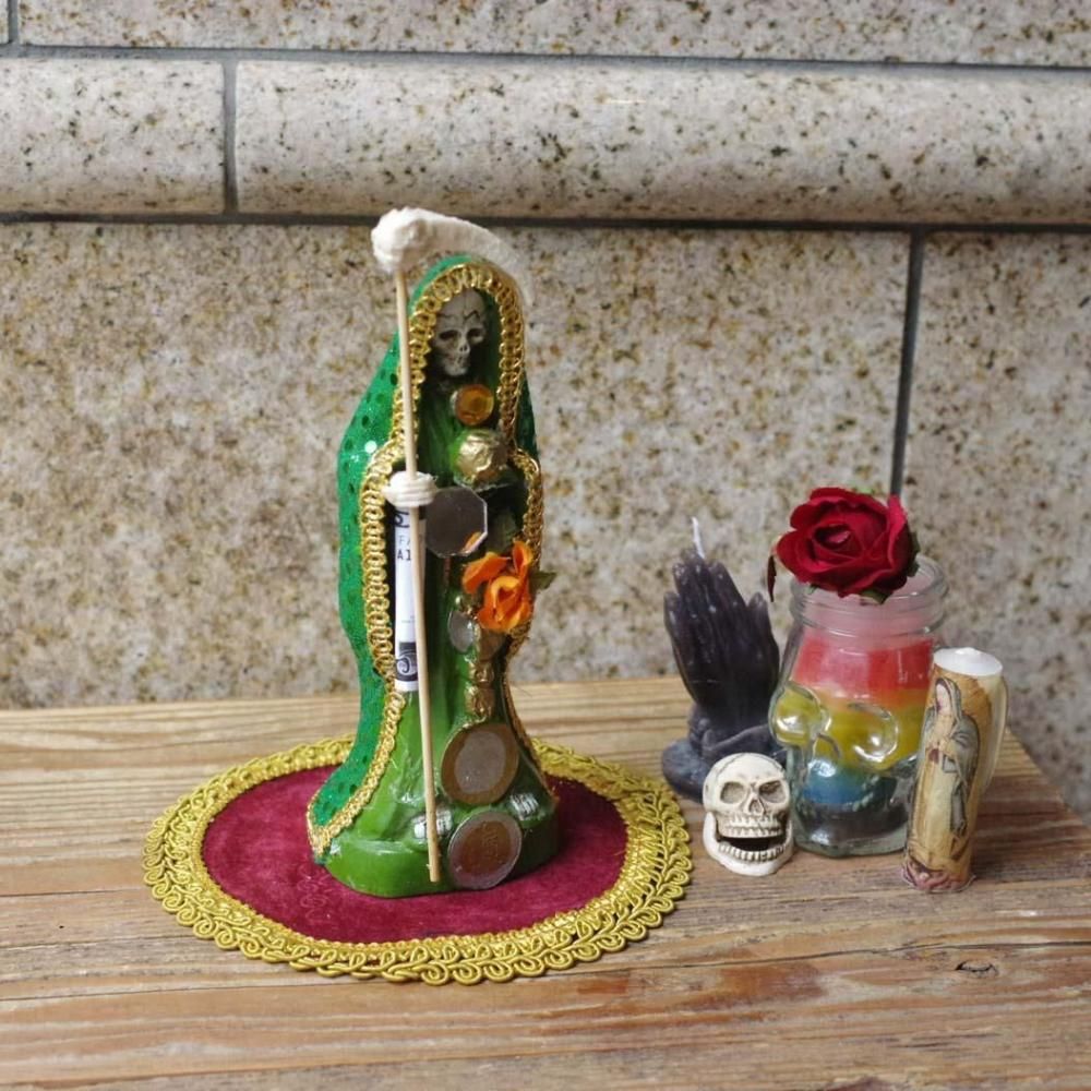 死の聖母☆クラシック サンタムエルテ像 【GREEN】(H19cm) A