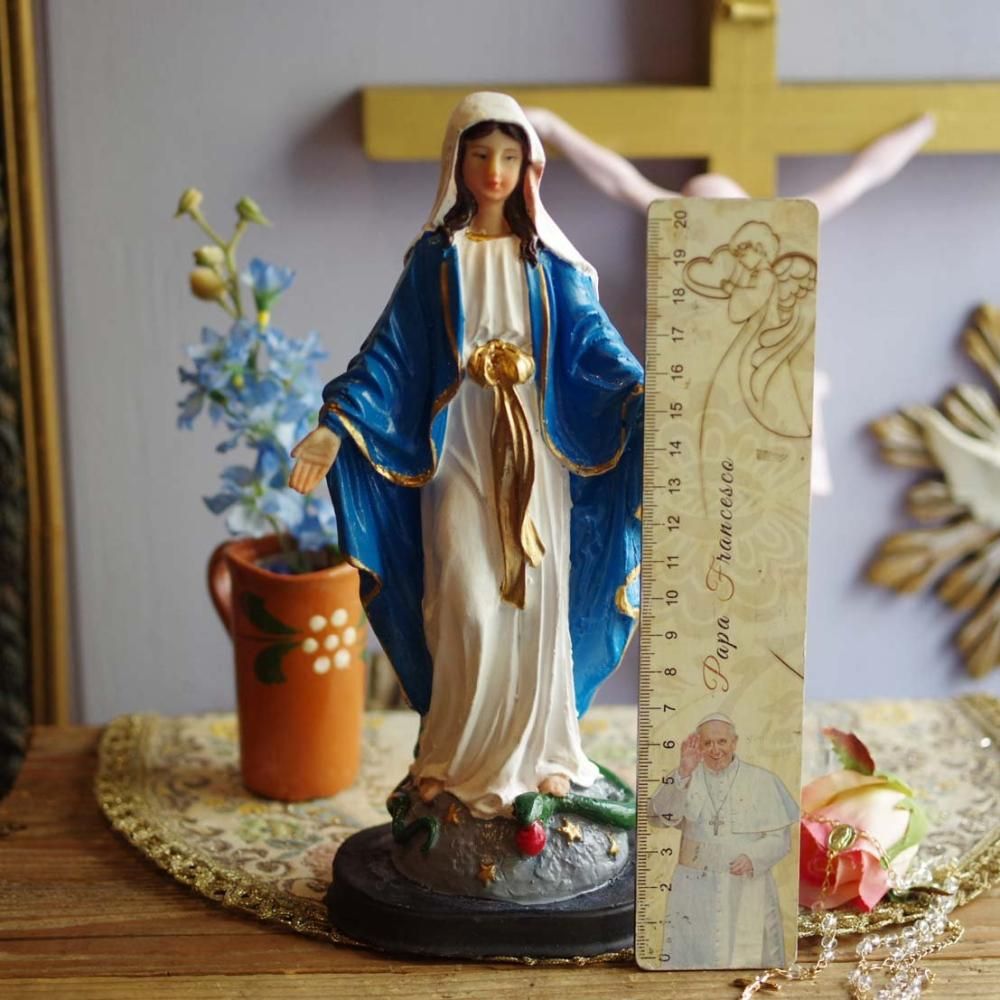 【未使用】マリア像　高さ５1cm 彫刻　無原罪の聖母像　置物　キリスト教 未使用】マリア像 高さ51cm 彫刻 無原罪の聖母像 置物 キリスト教