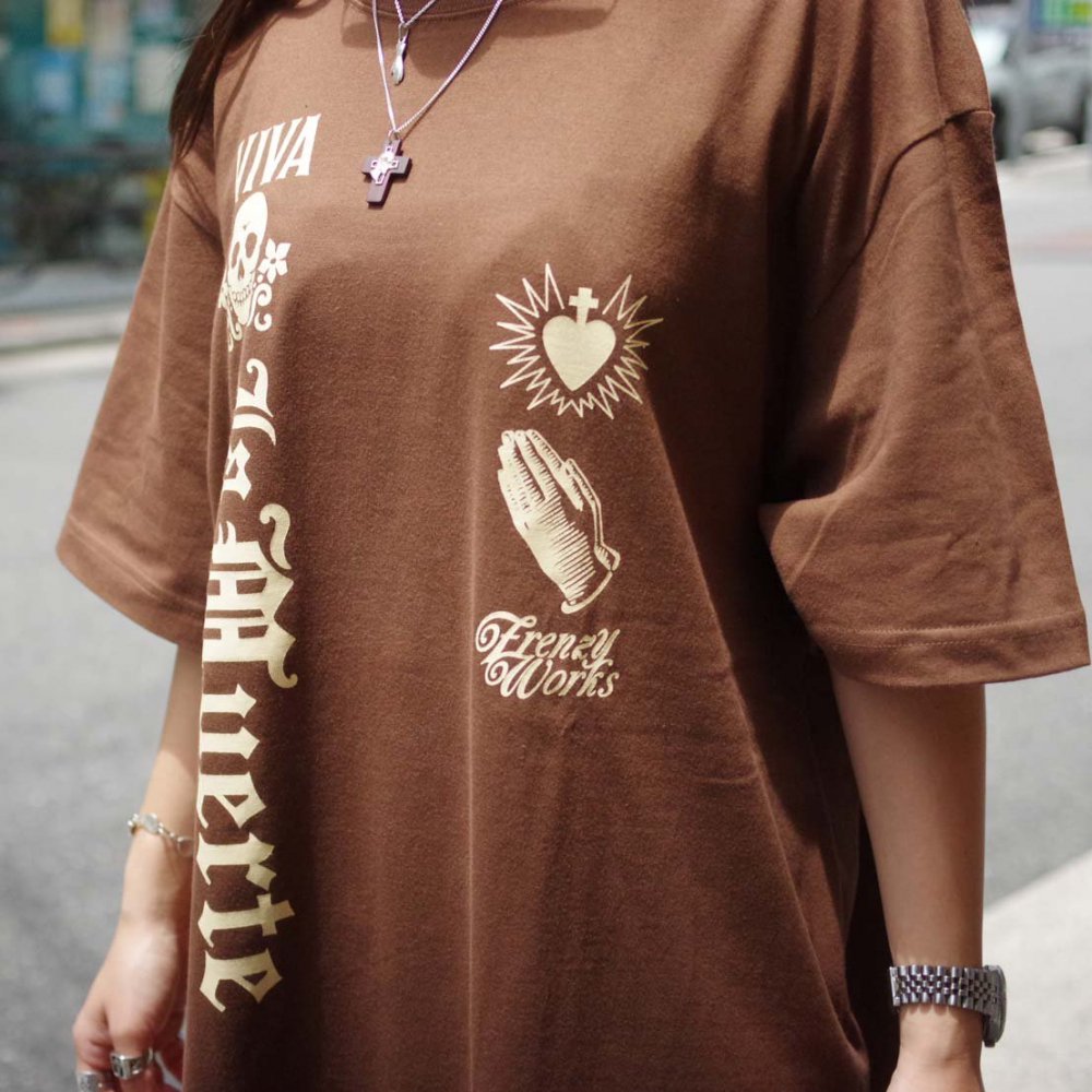 FRENZY WORKSVIVA La Muerte T-shirtBROWN