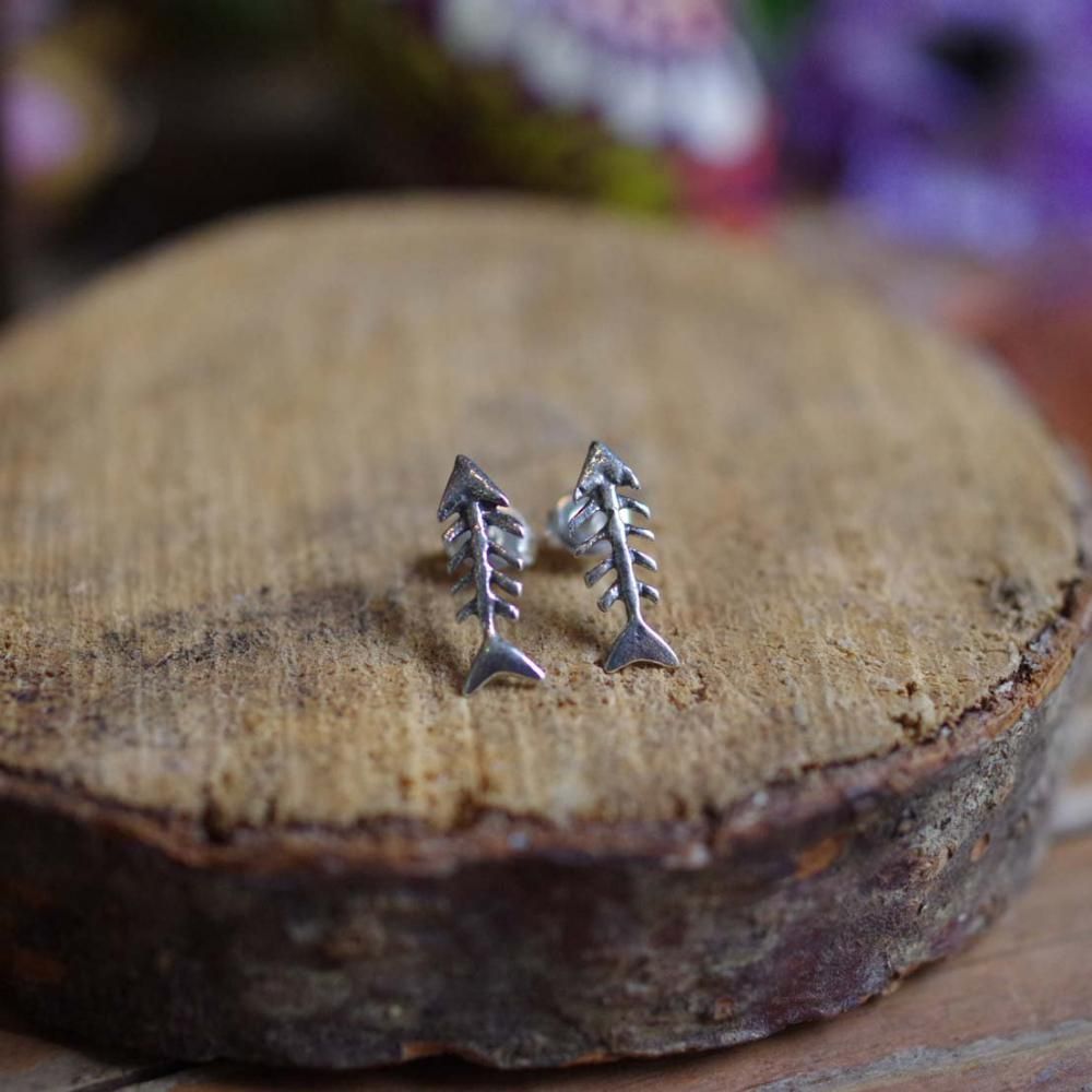 Silver925☆魚の骨 ミニピアス