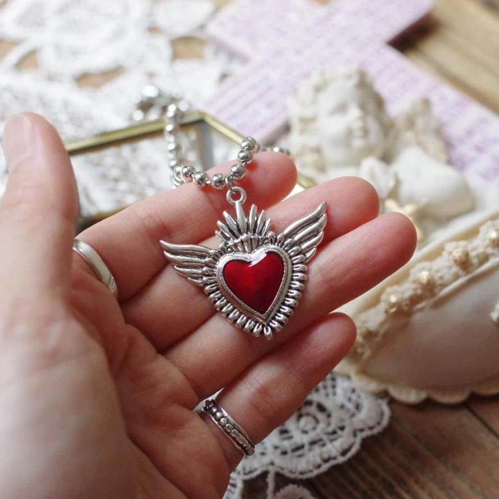 ぷっくりハートꯁꯧボールチェーン ぷっくりハートボールチェーンネックレス 金属アレルギー対応