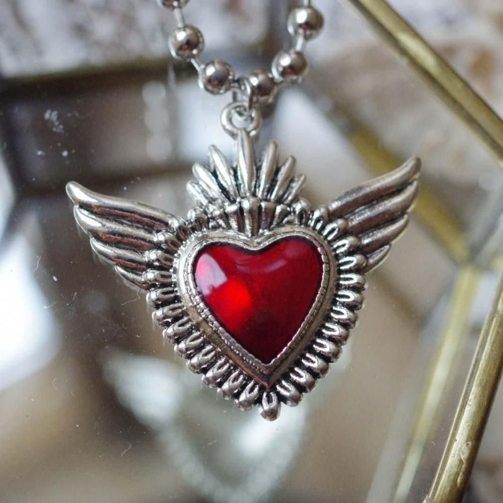 HEART WITH WINGS♡ボールチェーンチョーカー【RED】