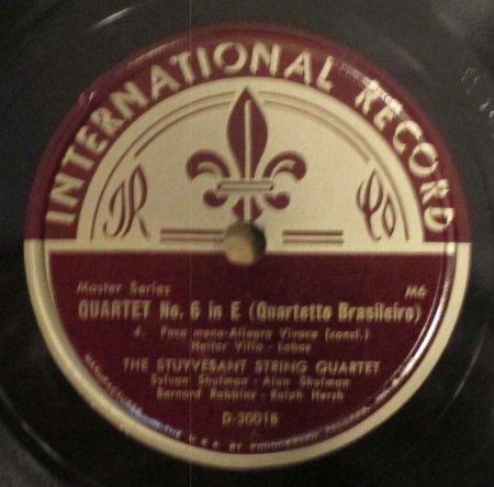 SPレコード ストゥイヴサント弦楽四重奏団　　ヴィラ=ロボス　弦楽四重奏曲 第６番 「ブラジル」 （3枚組） - STRAIGHT RECORDS
