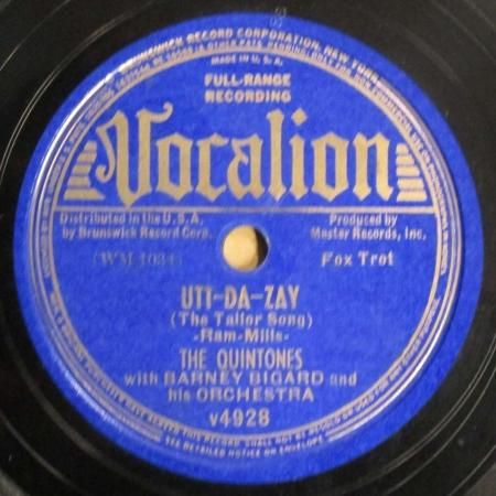SPレコード ザ・クィントーンズ ~ バーニー・ビガード Orc. UTT SPレコード ザ・クィントーンズ ~ バーニー・ビガード Orc. UTT