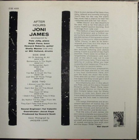 ジョニー ジェームス LPレコード「アフター・ハワーズ」 - www