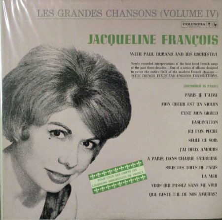 LPレコード ジャクリーヌ・フランソワ ～ ポール・デュラン Orc.　　LES GRANDES CHANSONS （VOL.Ⅳ）　～  私の心はヴァイオリン　他 - STRAIGHT RECORDS