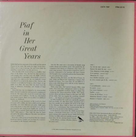 LPレコード エディット・ピアフ PIAF IN HER GREAT YEARS