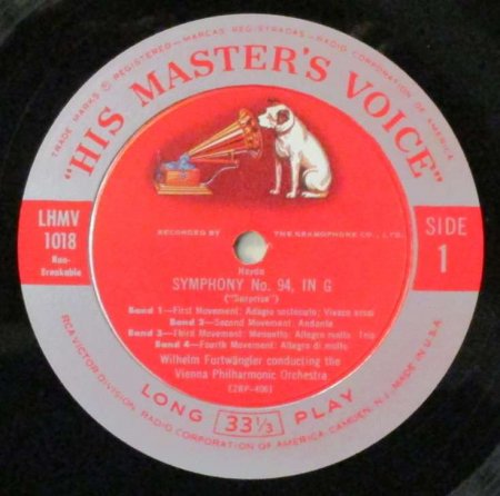 LPレコード W. フルトヴェングラー ～ ウィーン・フィル ハイドン 交響曲 第94番 「驚愕」 / モーツァルト アイネ・クライネ・ナハトムジーク  - STRAIGHT RECORDS