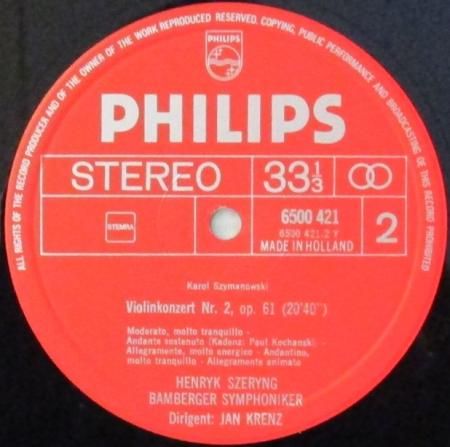 LPレコード ヘンリク・シェリング / ヤン・クレンツ ～ バンベルク SO