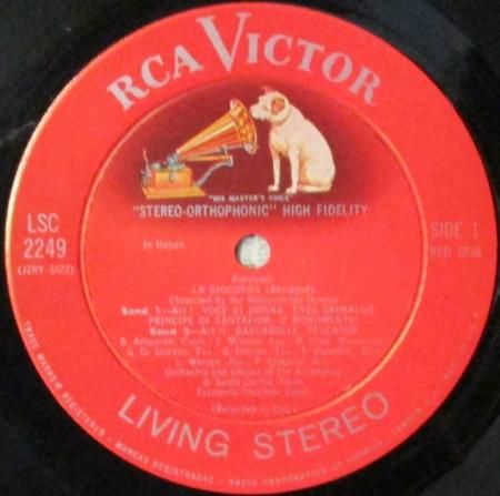 英RCA SB2027/30　ラ・ジョコンダ　ミラノフ　プレヴィターリ 英RCA SB2027/30 ラ・ジョコンダ ミラノフ プレヴィターリ