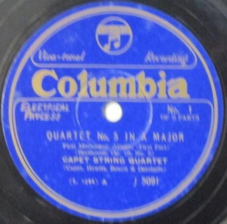 SPレコード カペー弦楽四重奏団 ベートーヴェン 弦楽四重奏曲 第