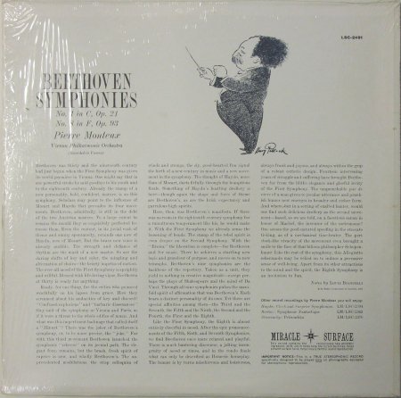 ベートーヴェン 交響曲第1番 第8番 米RCA LSC-2491 1S 1S モントゥー 