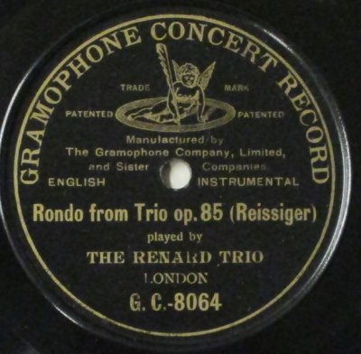 J. ルナール / H. フェロー / R. エプスタイン　　ライシガー　ピアノ三重奏曲 (Op.85) 〜 ロンド　（10インチ / 片面盤）