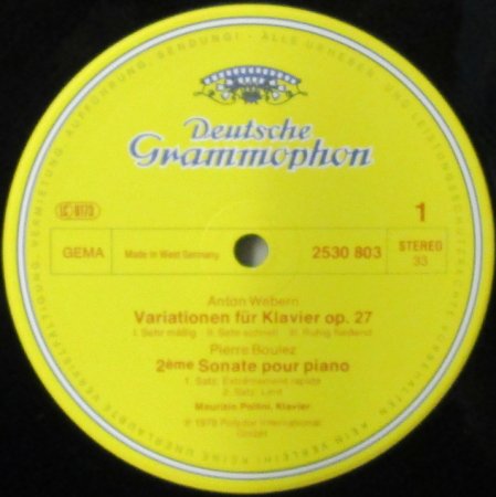 LPレコード マウリツィオ・ポリーニ　　ウェーベルン　ピアノのための変奏曲　/　ブーレーズ　ピアノソナタ 第２番 - STRAIGHT RECORDS