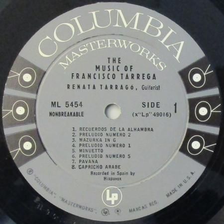 LPレコード レナータ・タラーゴ THE MUSIC OF FRANCISCO TARREGA
