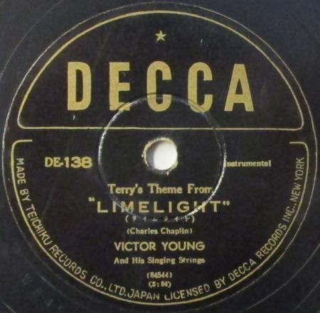 SPレコード ヴィクター・ヤング Orc. 映画「ライムライト」 ～ テリー