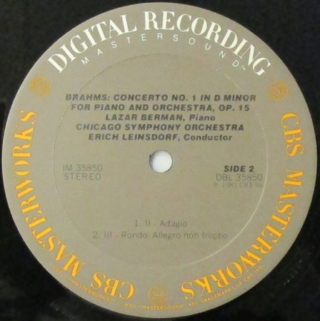 エーリッヒ・ラインスドルフ指揮 ラザール・ベルマン ブラームス ピアノ協奏曲第1番 旧規格盤CD CBS SONY 38DC-19-5 CSR刻印 3800円初期盤