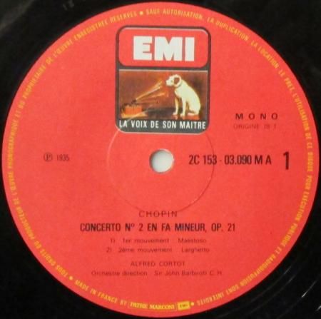 レコード　ショパン LPレコード アルフレッド・コルトー / ジョン・バルビローリ