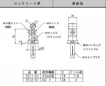 大阪避雷針 7011-01 導線取付金物 40sq用