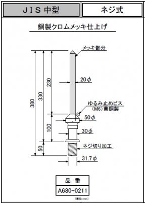 四興　通販　避雷突針　JIS中型　ネジ式　A680-0211