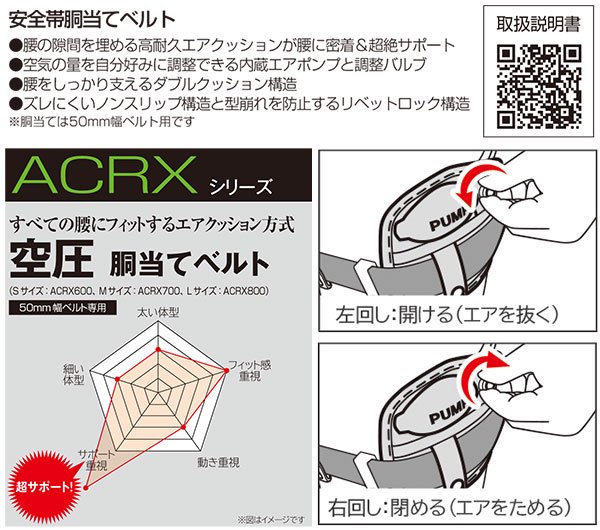 TAJIMA SEG安全帯胴当てベルト ACRX空圧シリーズ - [ワークショップ
