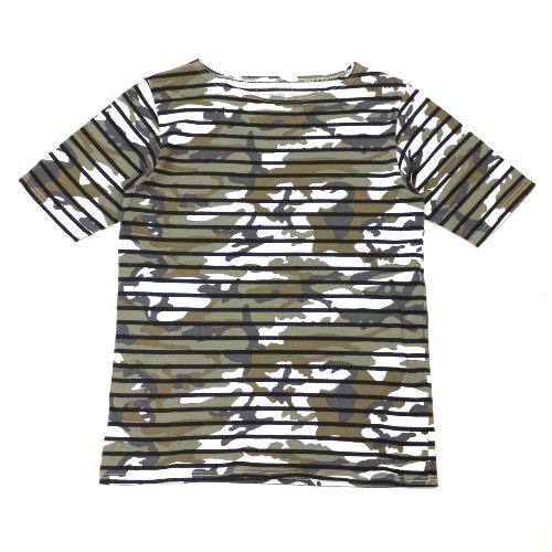 SOPHNET. ソフネット 15SS S/S OVER PRINT BORDER BOAT NECK CUT &SEWN