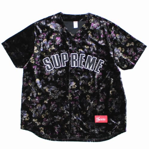 Supreme シュプリーム 19aw Floral Velour Baseball Jersey ベースボールシャツ ブランド古着買取 販売unstitchオンラインショップ