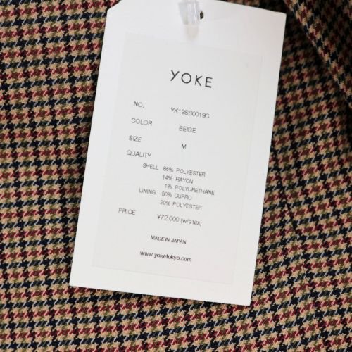 YOKE ヨーク yoke tokyo 19SS 3WAY BAL COLLAR SHARE COAT チェック