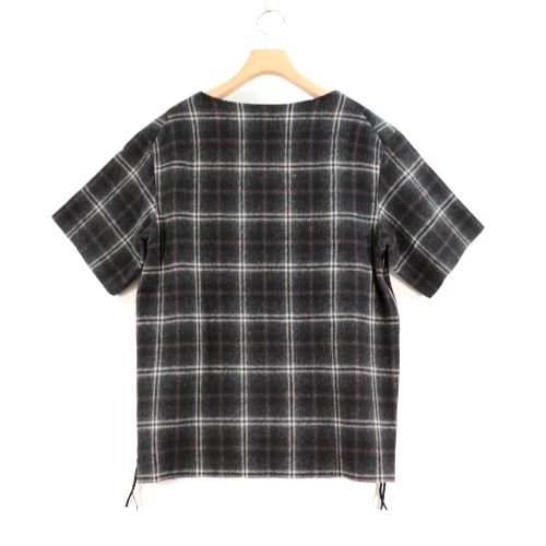 SUNSEA サンシー 11AW WOOL CHECK sleeve pull over tee ウール ...