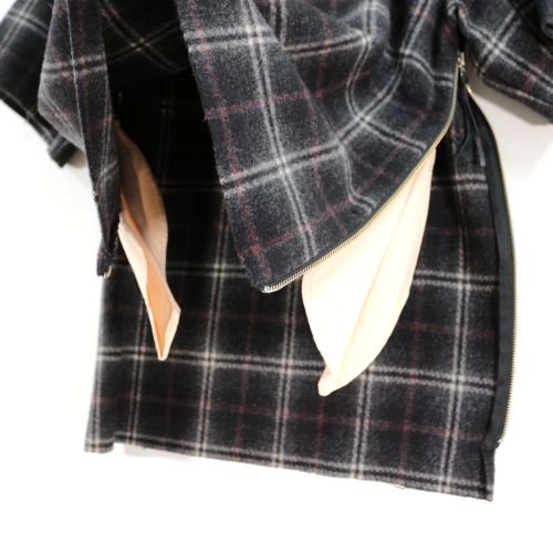 SUNSEA サンシー 11AW WOOL CHECK sleeve pull over tee ウール