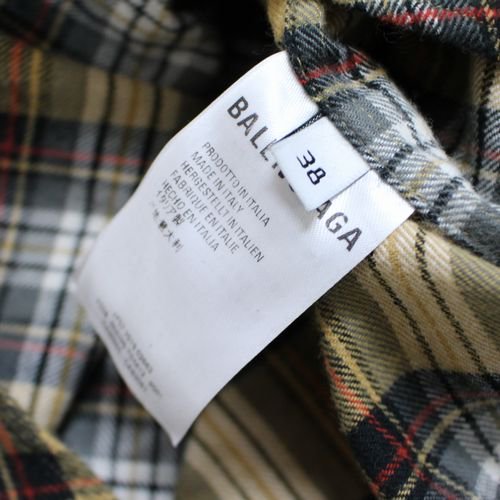 BALENCIAGA バレンシアガ Logo-embroidered Checked Cotton Shirt 半袖