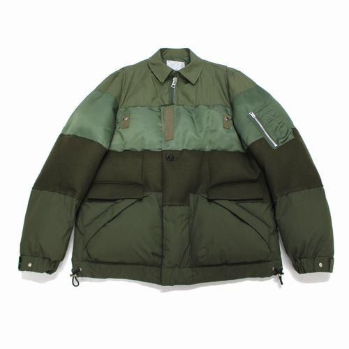 sacai サカイ 20AW Khaki Melton Wool Padded Blouson Jacket ダウン ...