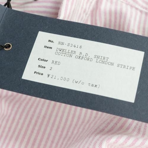 nonnative ノンネイティブ 19SS DWELLER B.D. SHIRT COTTON nonnative ノンネイティブ 19SS DWELLER B.D. SHIRT COTTON