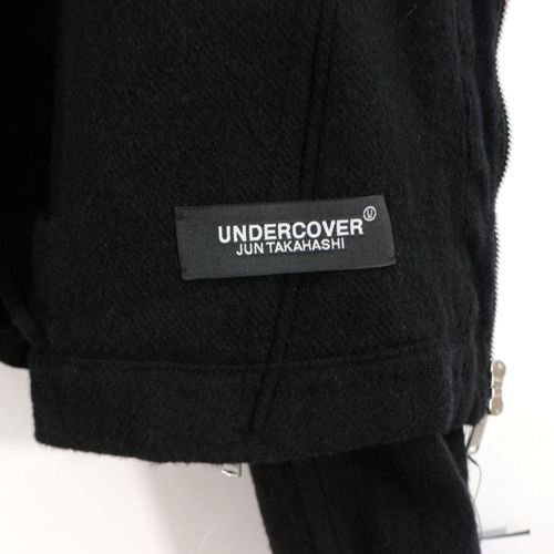 UNDERCOVER アンダーカバー 21AW 縮絨ウールフードレイヤードブルゾン 2 ブラック ネイビー -  ブランド古着買取・販売unstitchオンラインショップ