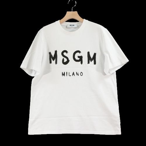 MSGM エムエスジーエム 19SS T-SHIRT WITH PAINT BRUSHED LOGO Tシャツ