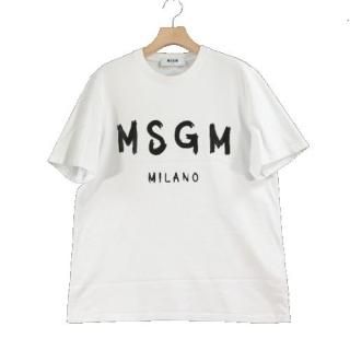 MSGM २ 19SS T-SHIRT WITH PAINT BRUSHED LOGO T S ۥ磻