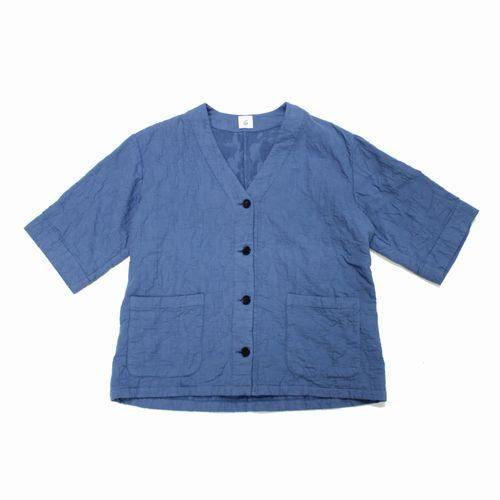 6(ROKU) ロク 22SS COTTON JACQUARD V NECK 5SLEEVE SHIRT 半袖シャツ ...